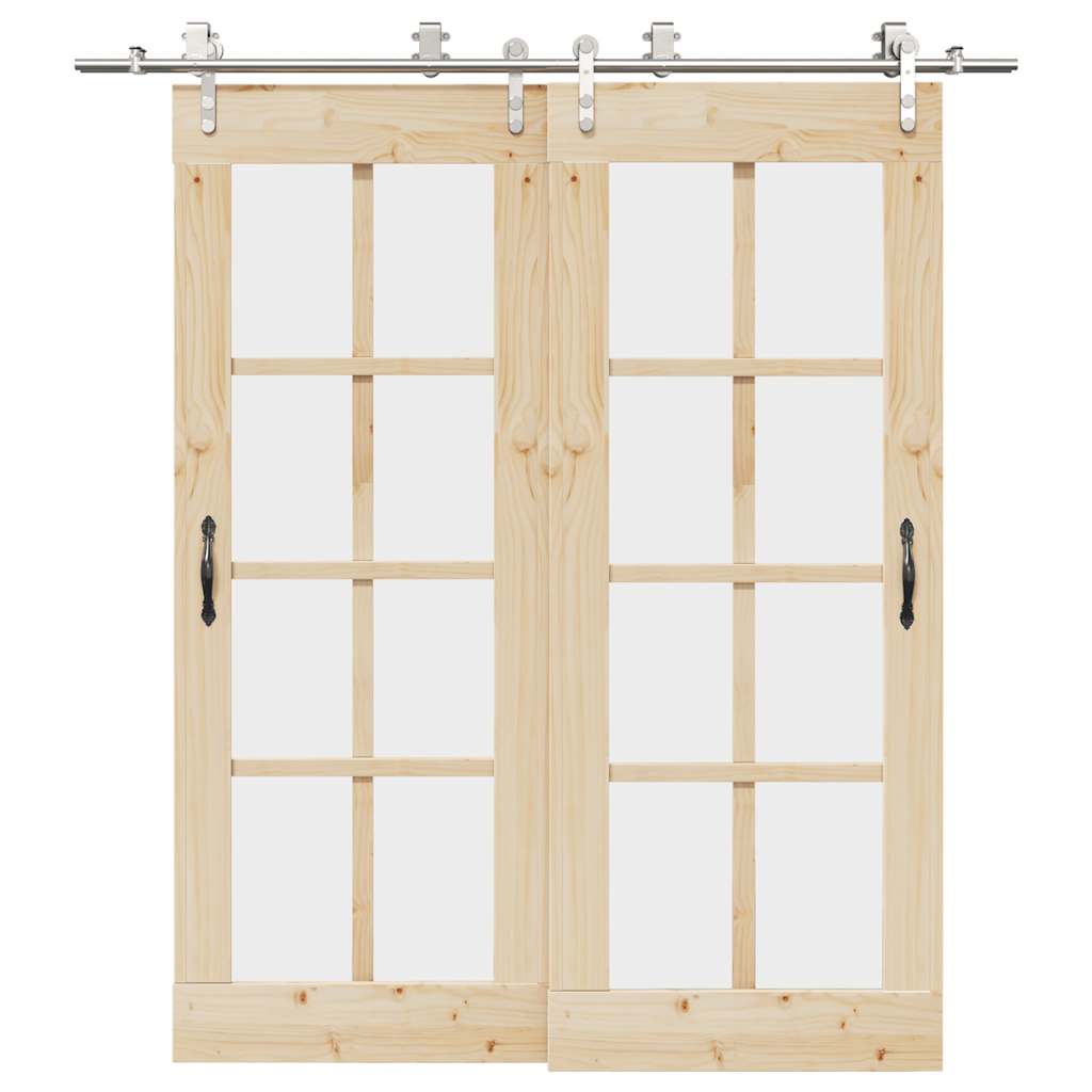 Schiebetür-Beschlagsatz 183 cm Edelstahl Silbern