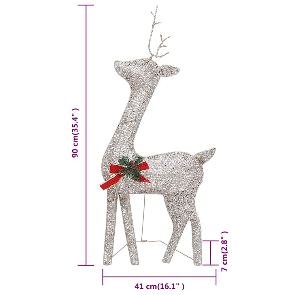 Weihnachtsdeko LED Rentiere 270x7x90 cm Golden Warmweiß