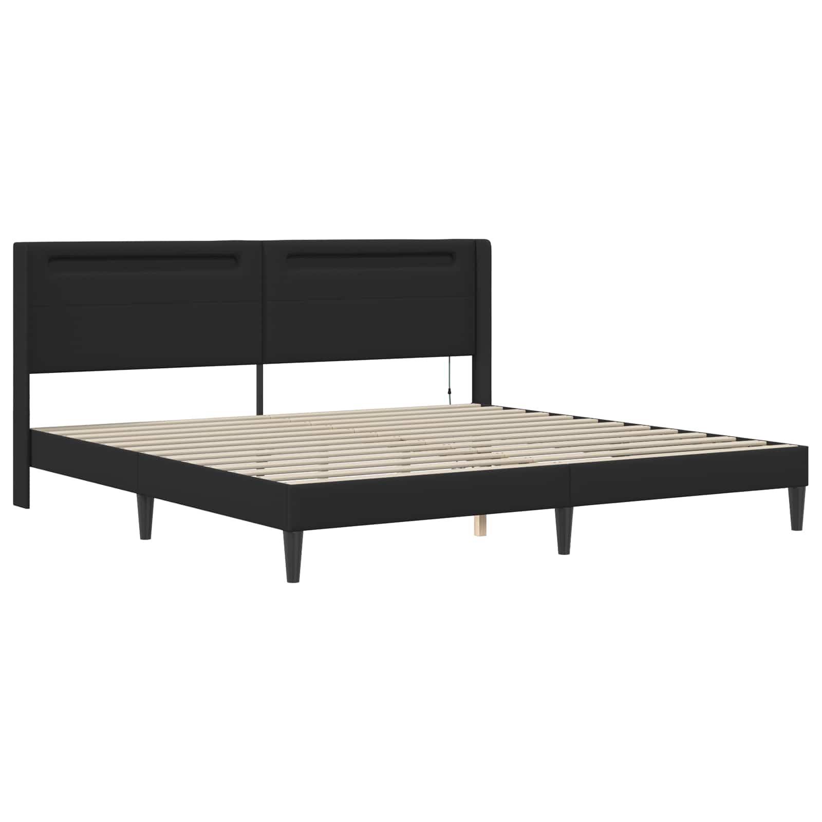 Bettgestell mit Matratze Schwarz 90 x 190 cm Kunstleder
