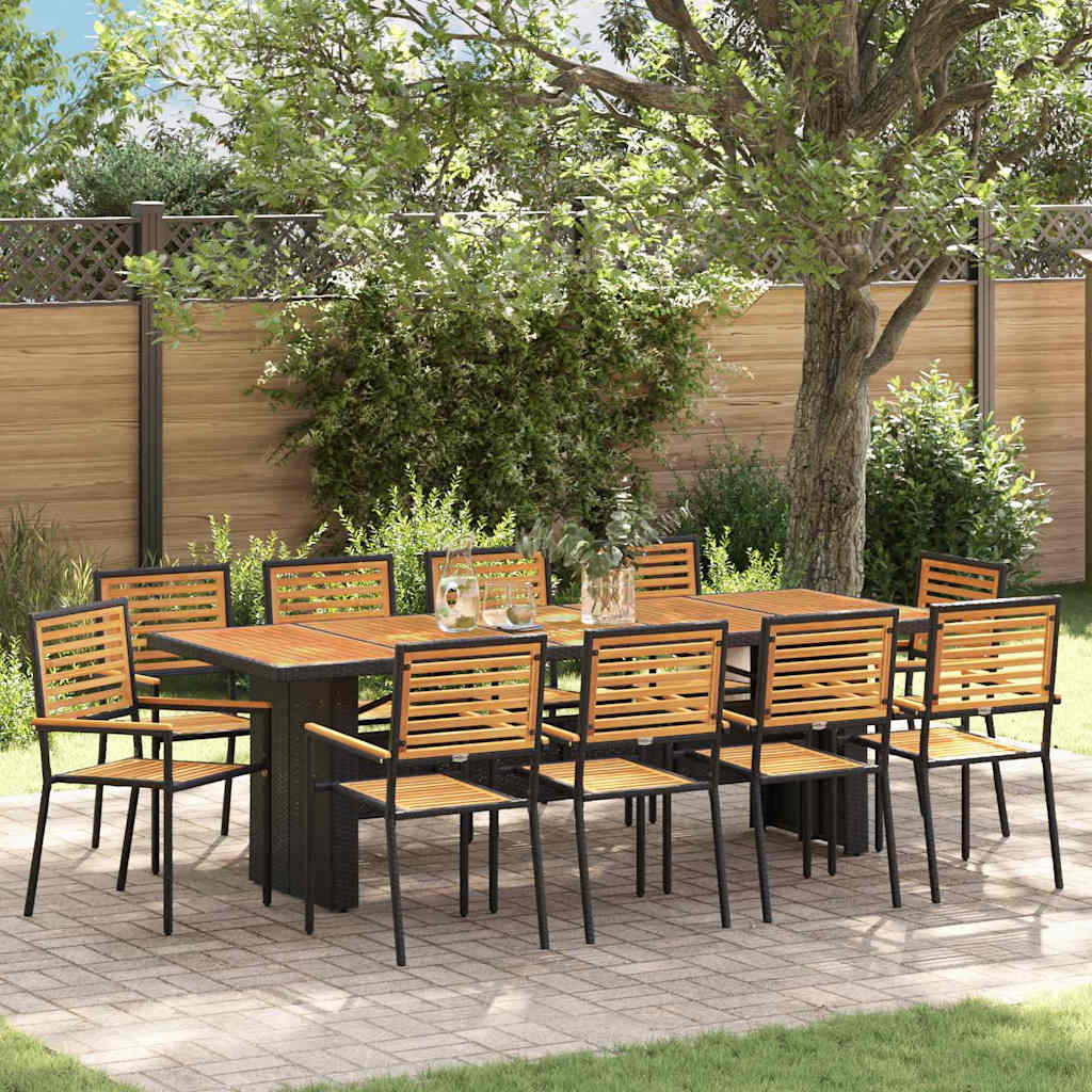 Garten Essgruppe 9 pcs Schwarz und Braun Poly-Rattan
