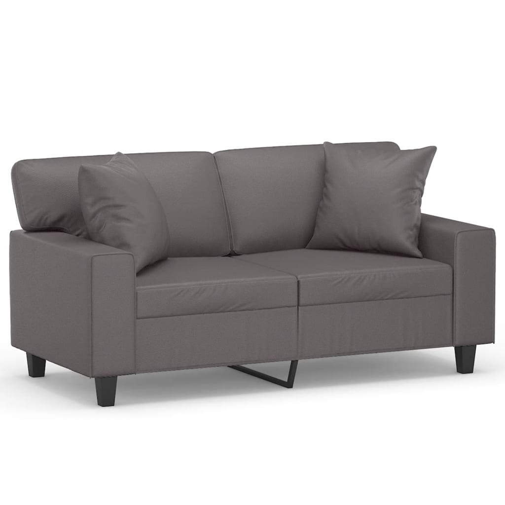 2-Sitzer-Sofa mit Zierkissen Creme 120 cm Kunstleder