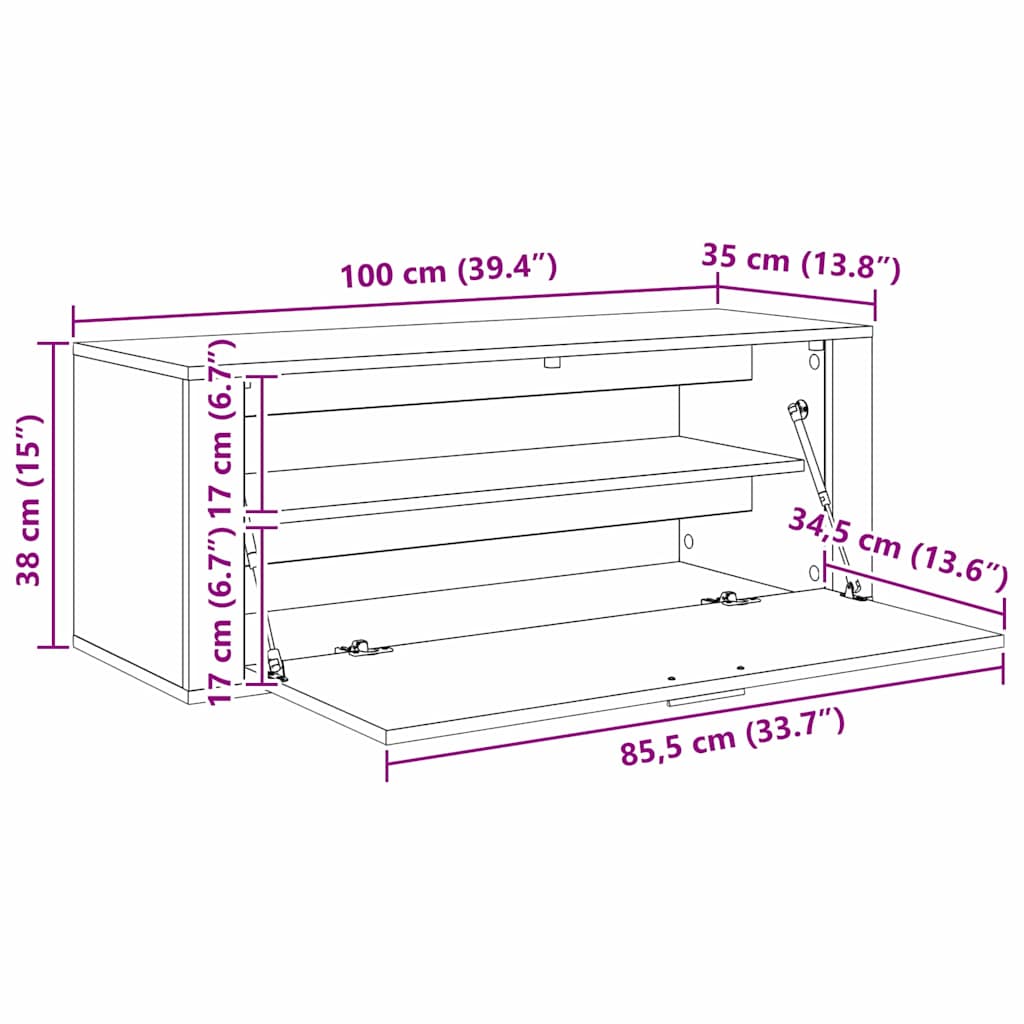 Wand-Schuhschrank Weiß 100x35x38 cm Holzwerkstoff