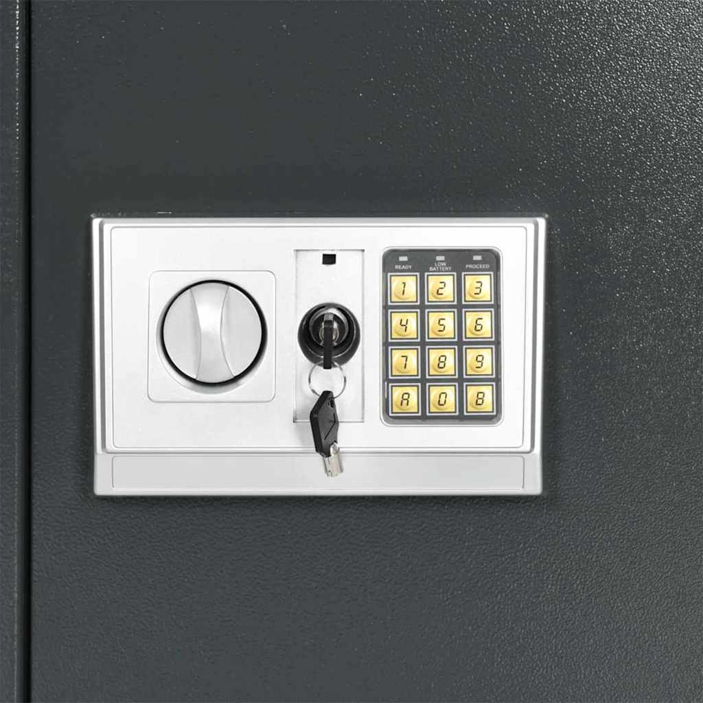 Digitaler Safe mit Schloss Dunkelgrau 23 x 17 x 17 cm Stahl
