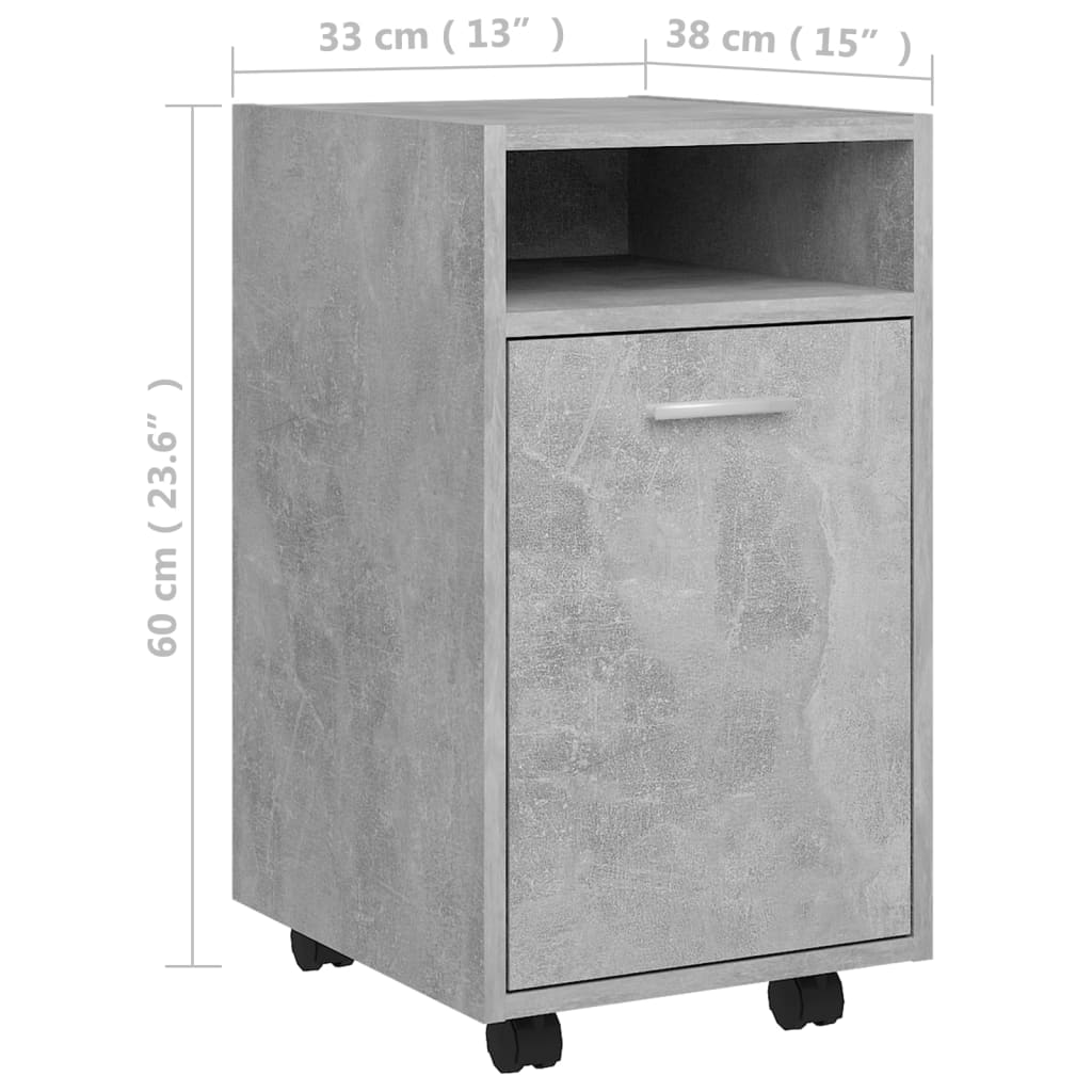 Beistellschrank mit Rollen Weiß 33x38x60 cm Holzwerkstoff