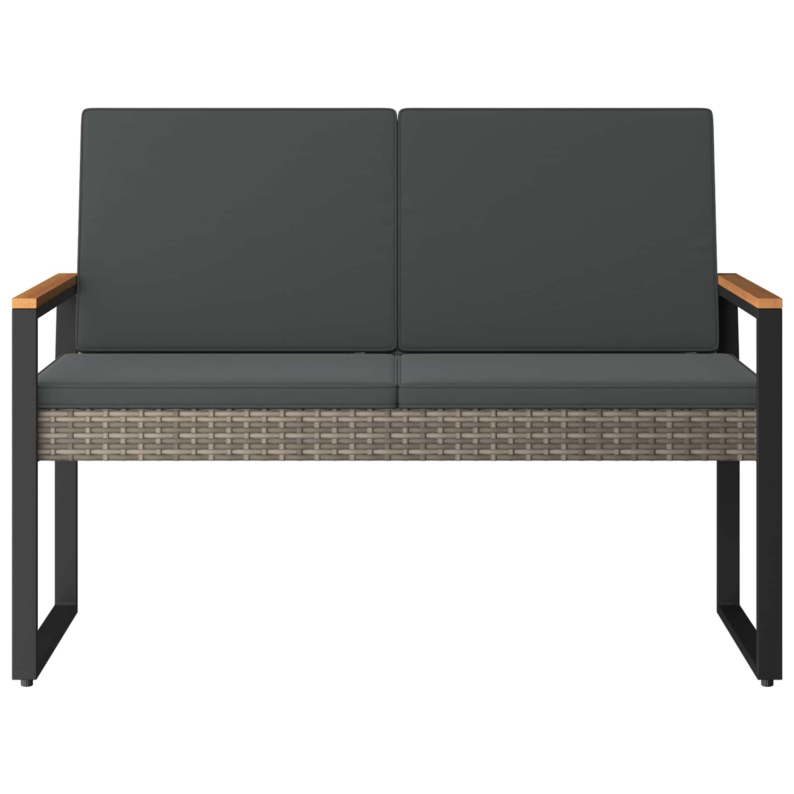Bank Outdoor mit Kissen Schwarz 107 x 61 x 80 cm Poly-Rattan