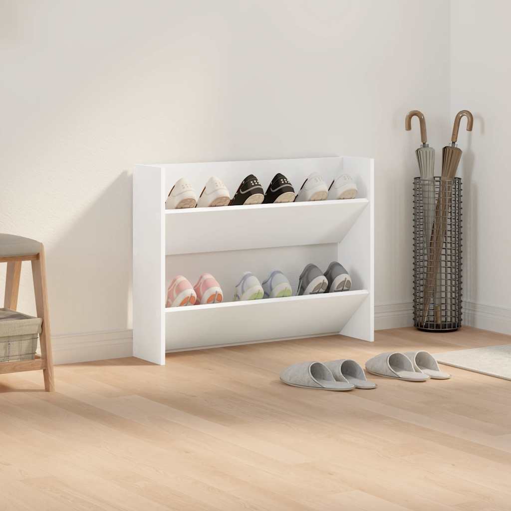 Wand-Schuhschränke 4 Stk. Weiß 60x18x60 cm Holzwerkstoff