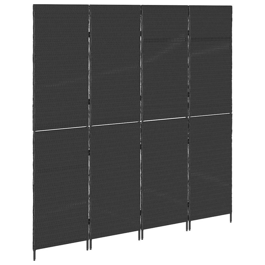 Raumteiler Schwarz 146 x 180 cm Poly-Rattan