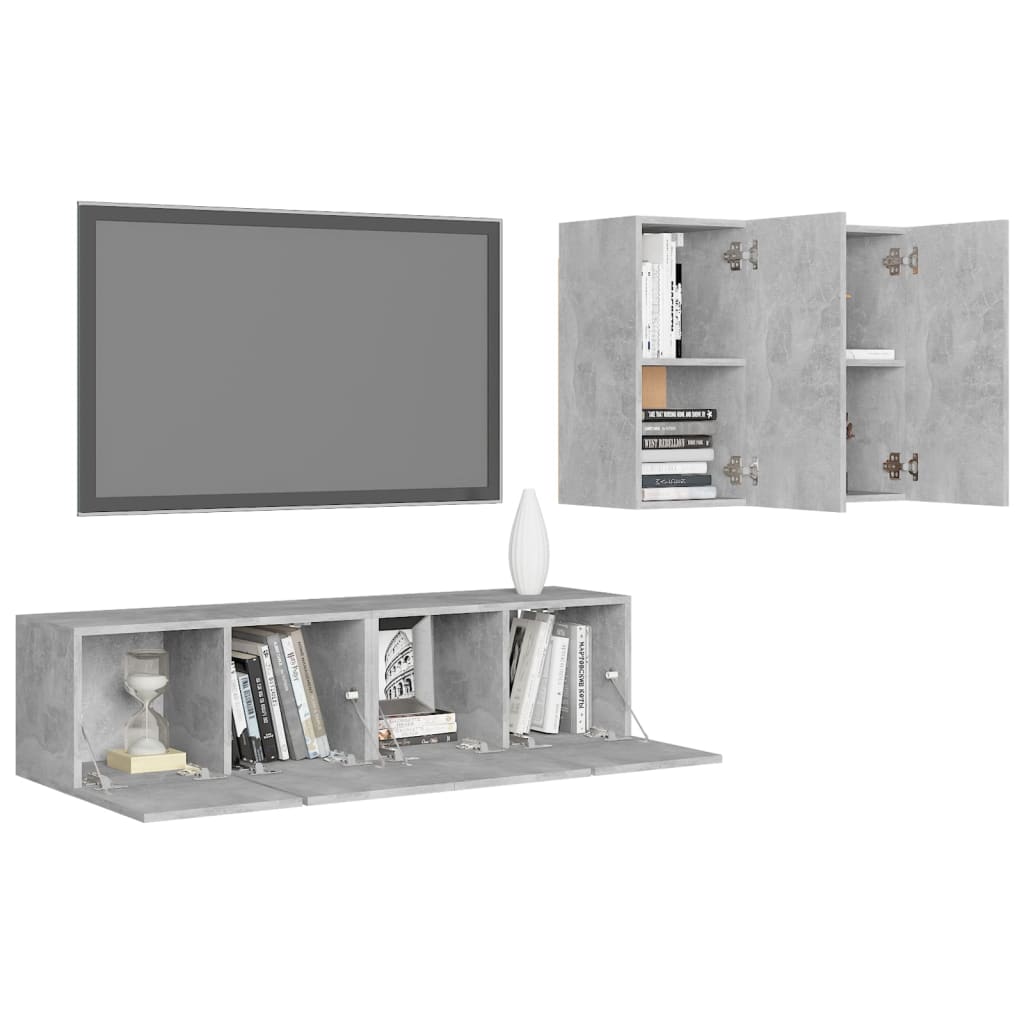 4-tlg. TV-Schrank-Set Weiß Holzwerkstoff