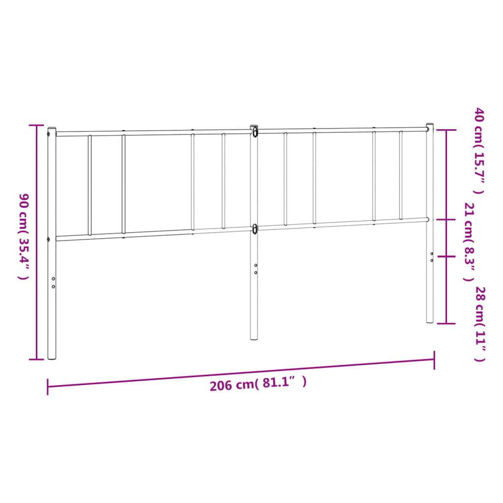 Ersatz-Kopfteil Metall Schwarz 80 cm