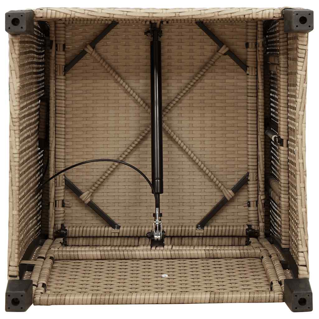 Gartensessel mit Beistelltisch Verstellbar Schwarz Poly Rattan