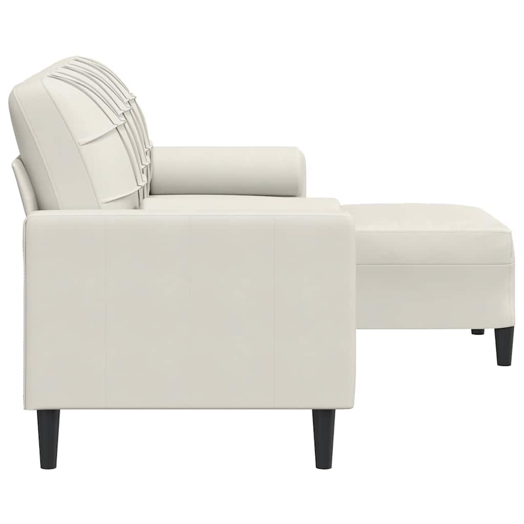3-Sitzer-Sofa mit Hocker Hellgrau 180 cm Samt