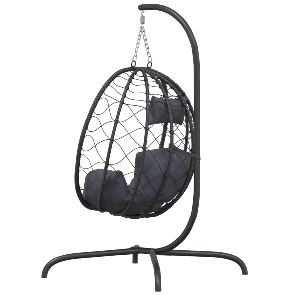 Hängesessel mit Kissen Taupe Poly Rattan & Stahl