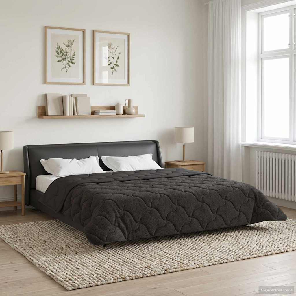Sommerdecke Anthrazit 135 x 200 cm Mikrofaser und Teddy-Fleece