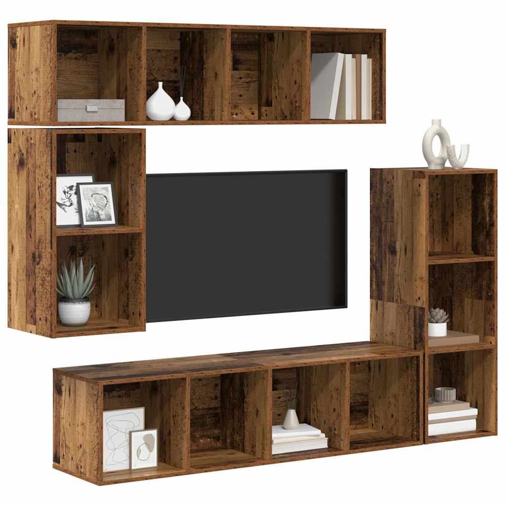 4-tlg. TV-Schrank-Set Weiß Holzwerkstoff