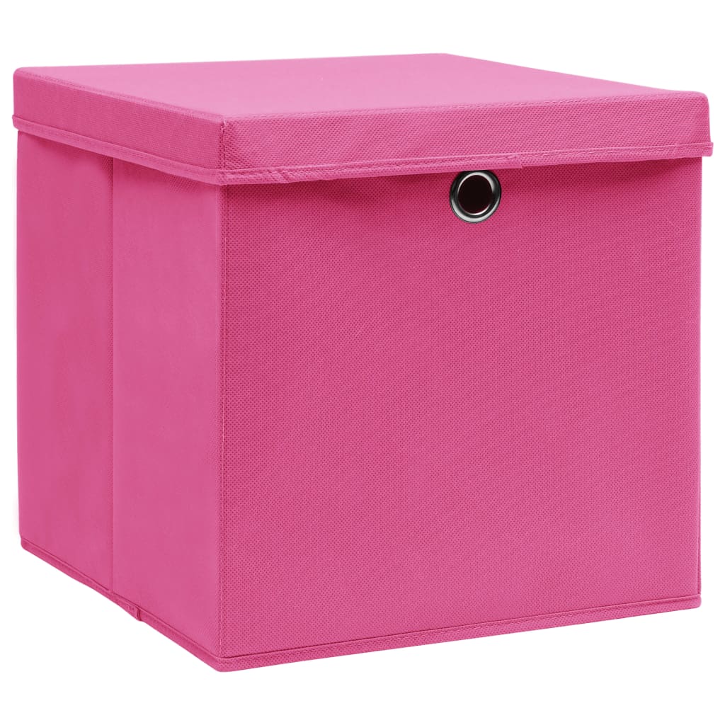 Aufbewahrungsboxen mit Deckeln 10 Stk. 28x28x28 cm Schwarz