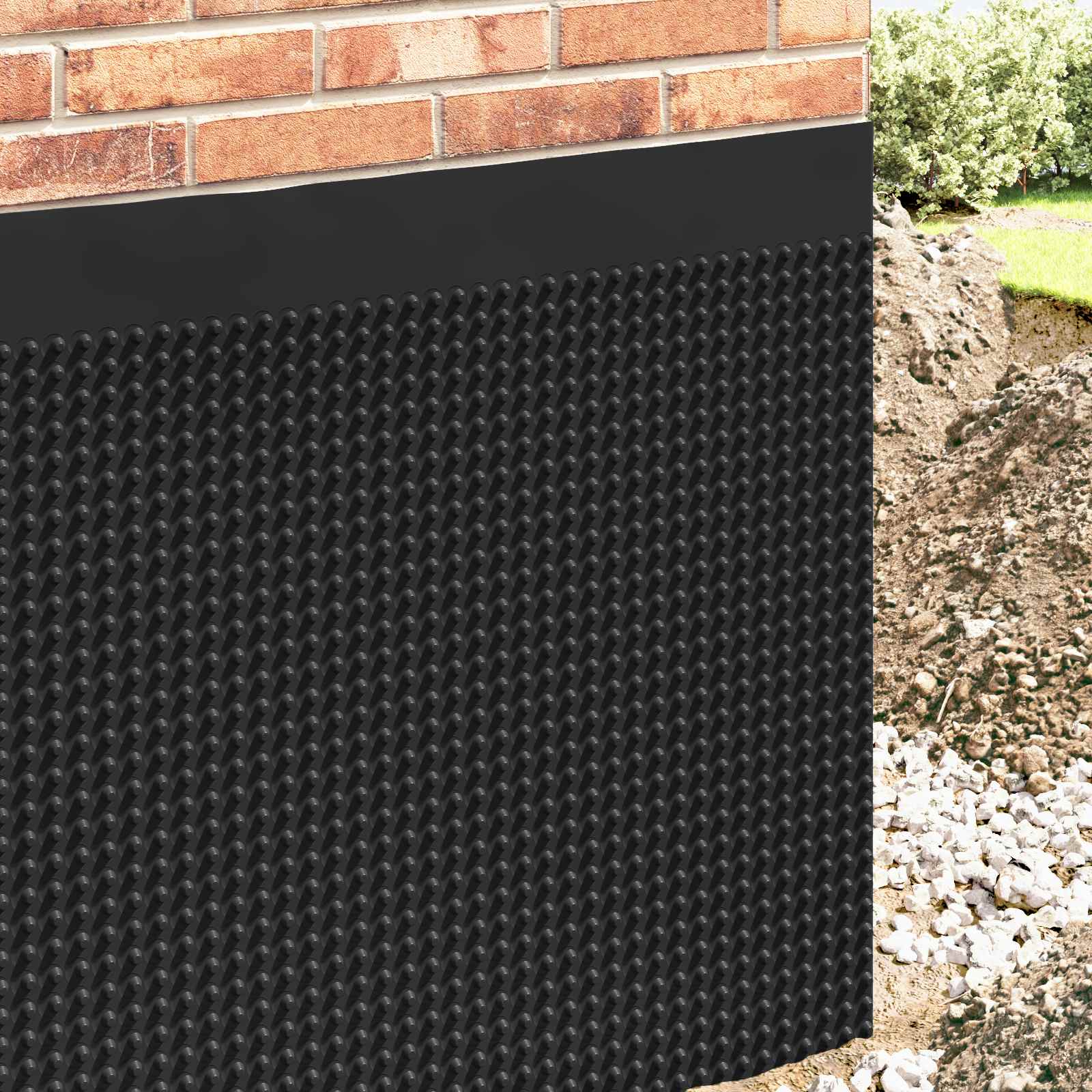 Dimpled Drainage Sheet Schwarz 0,5 x 20 m HDPE