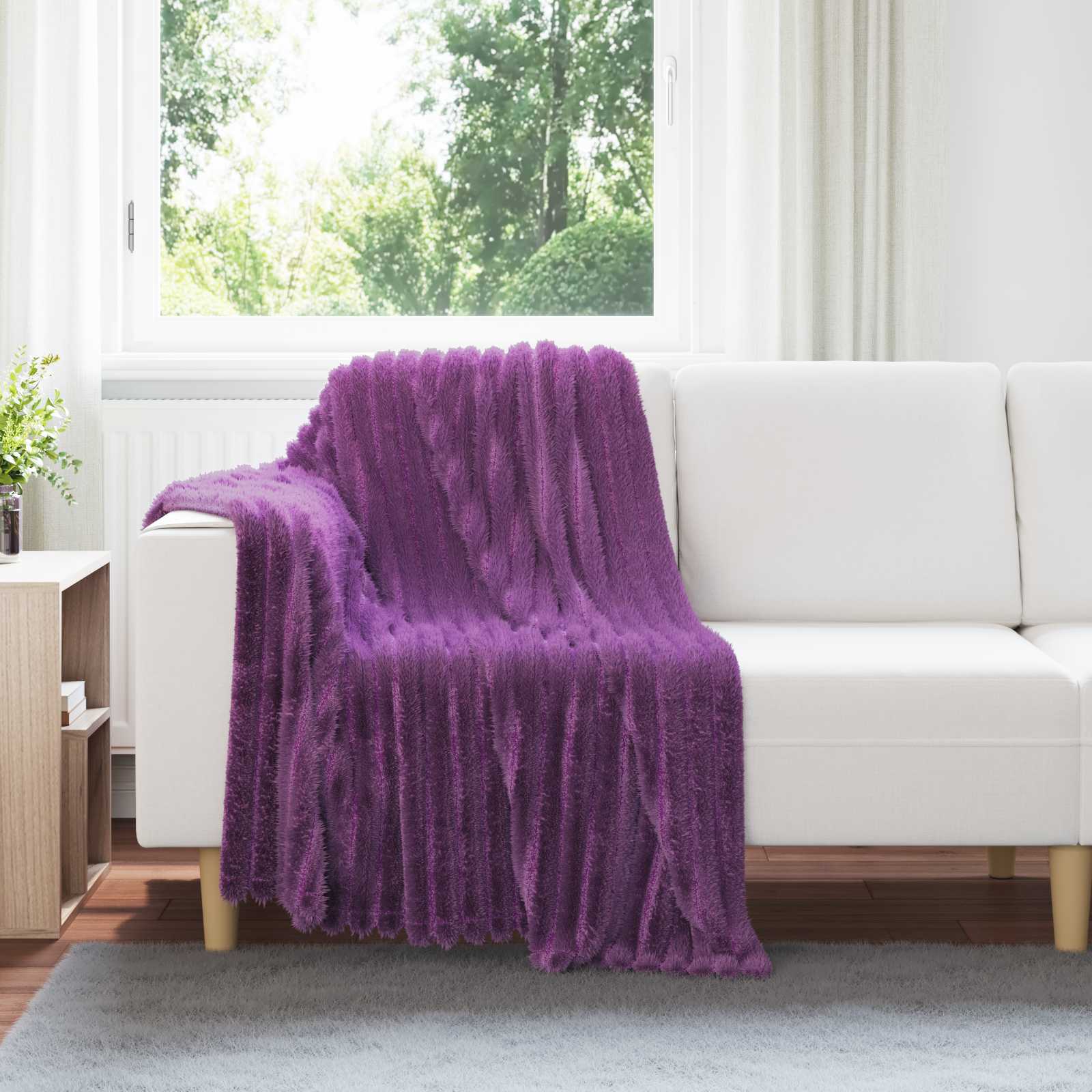 Überwurfdecke Beige 150 x 130 cm Fleece
