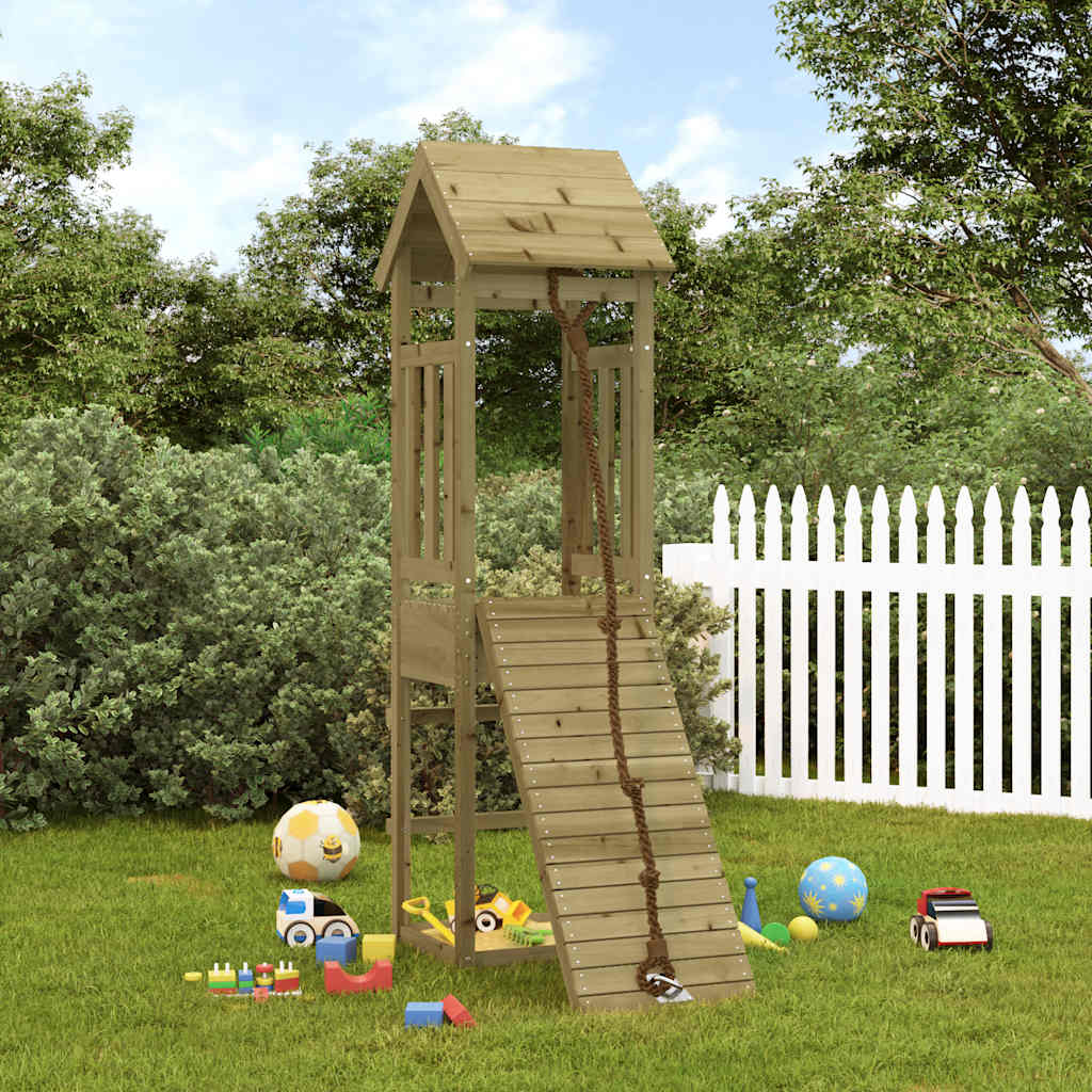 Spielturm mit Kletterwand Massivholz Kiefer