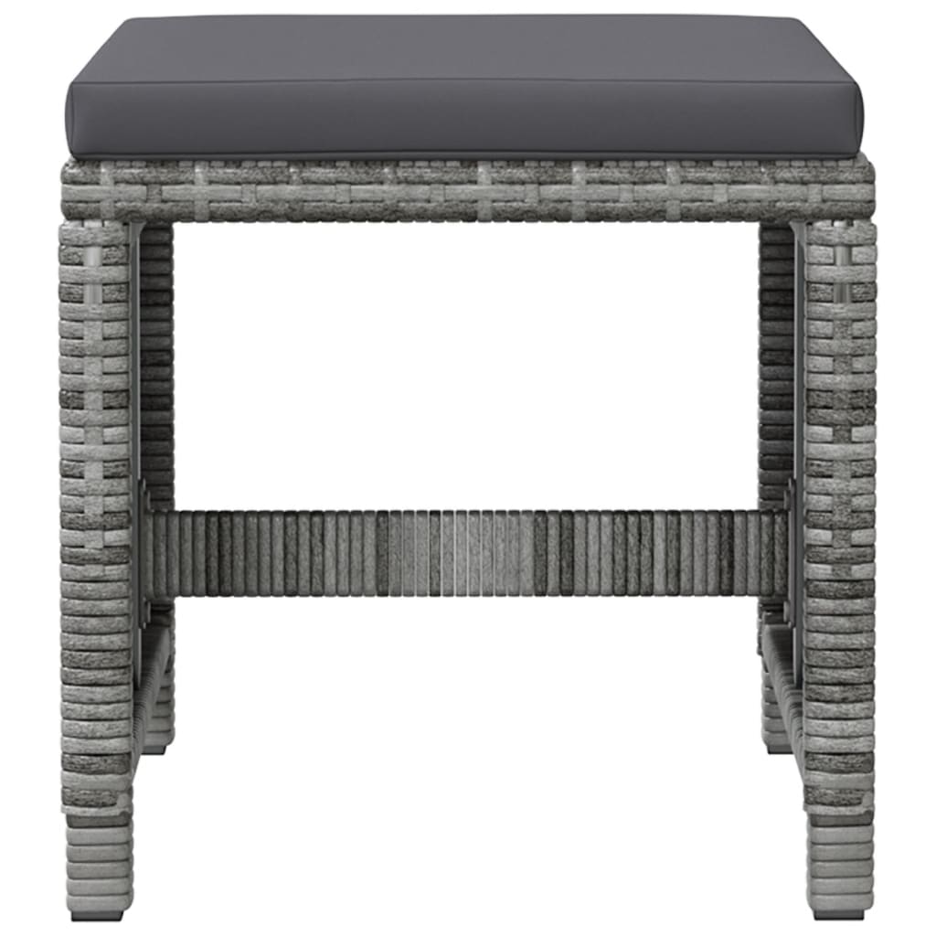 4-tlg. Gartenstuhl und Hocker Set Poly Rattan Schwarz