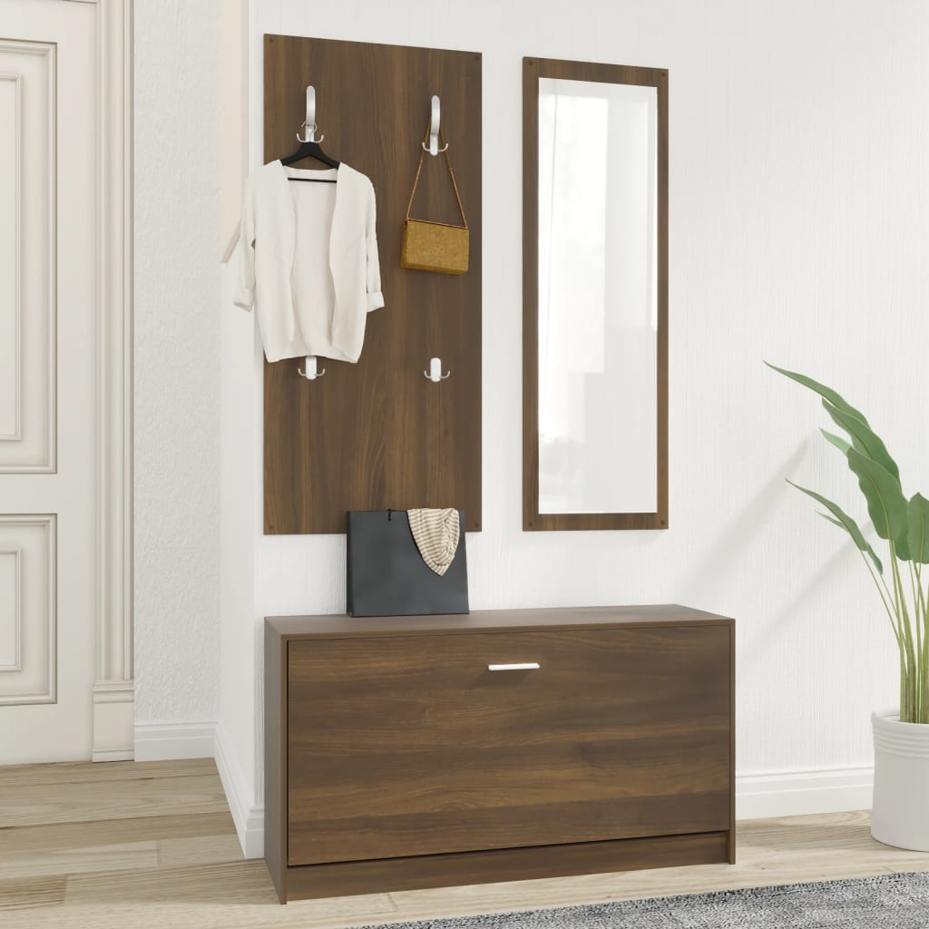 Garderoben Flur 3-in-1 Schuhschrank Schuhkipper Spiegel