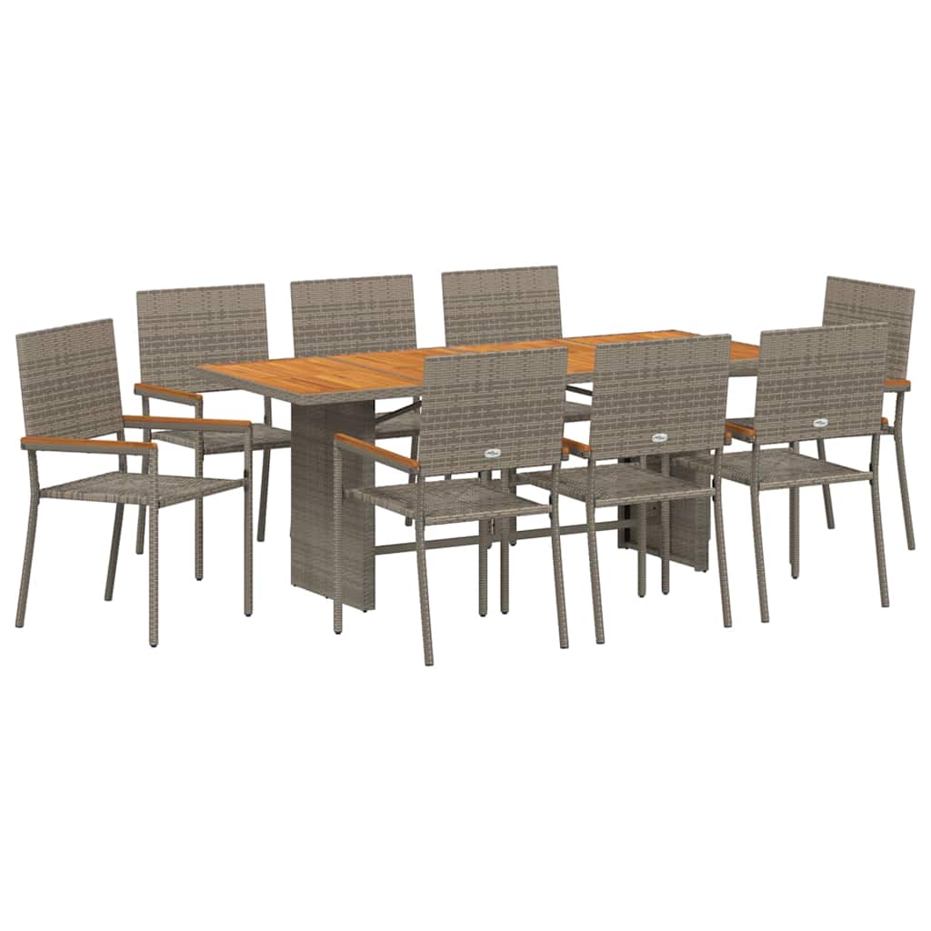 Garten Essgruppe 7 pcs Schwarz Poly-Rattan
