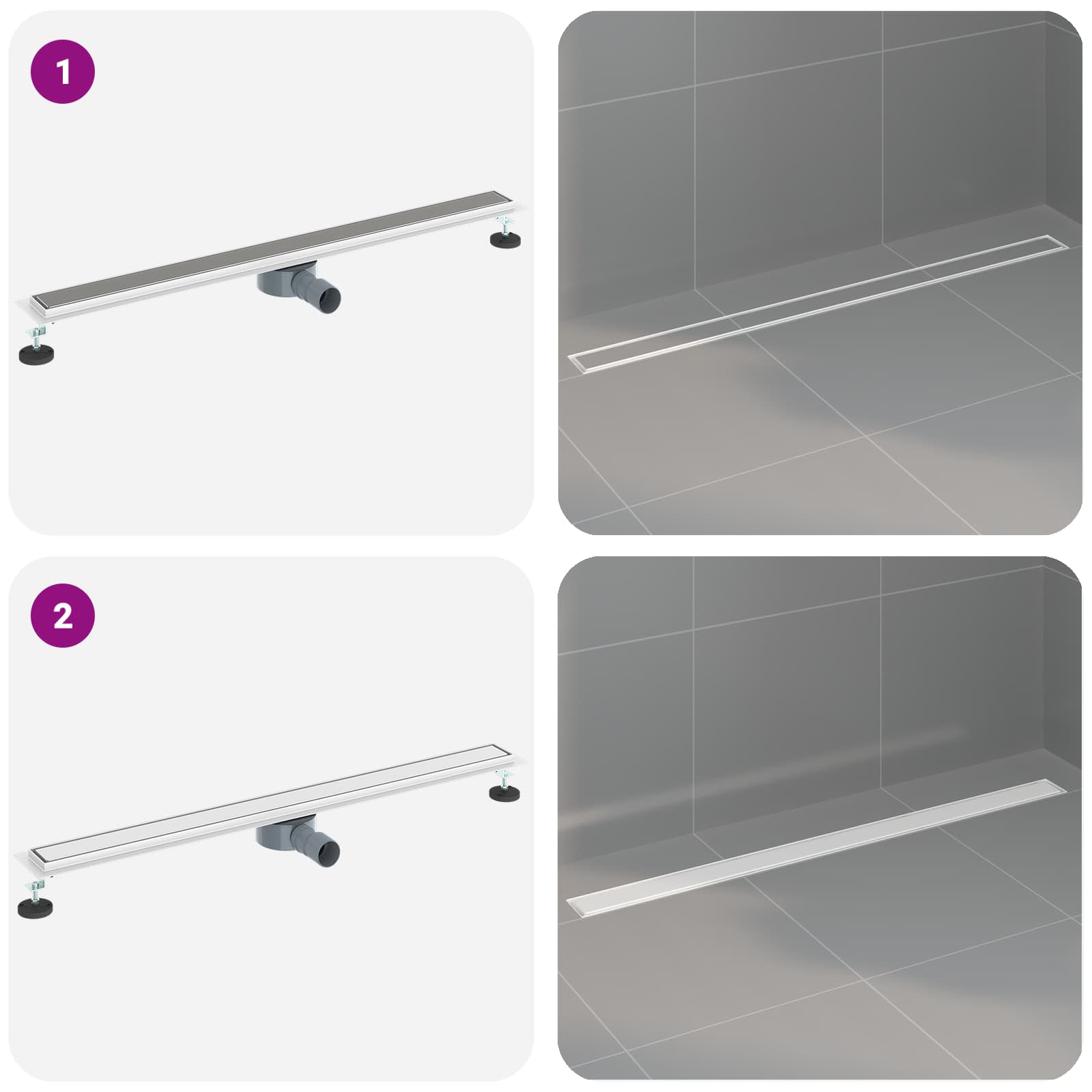 Duschablauf 2-in-1 mit 360° Siphon Silber 54 x 11 x 9,5 cm