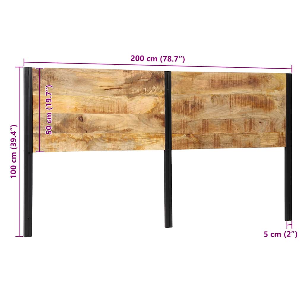 Kopfteil 100 cm Massivholz Mango und Eisen