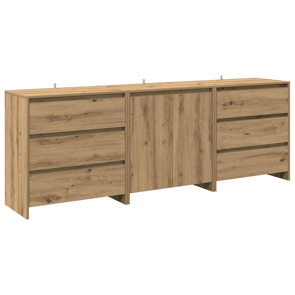 3-tlg. Sideboard Weiß Holzwerkstoff