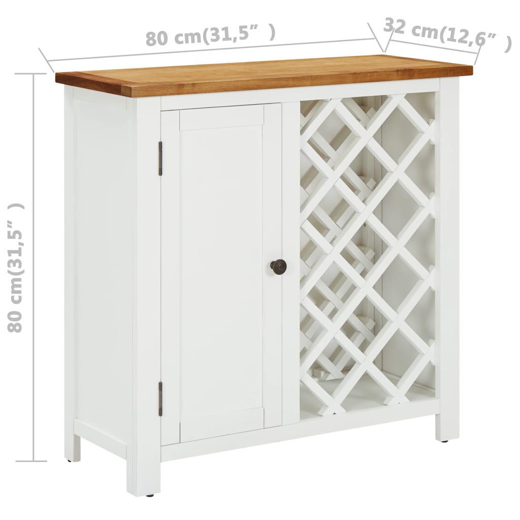 Weinschrank für 11 Flaschen 80 x 32 x 80 cm Eiche Massivholz