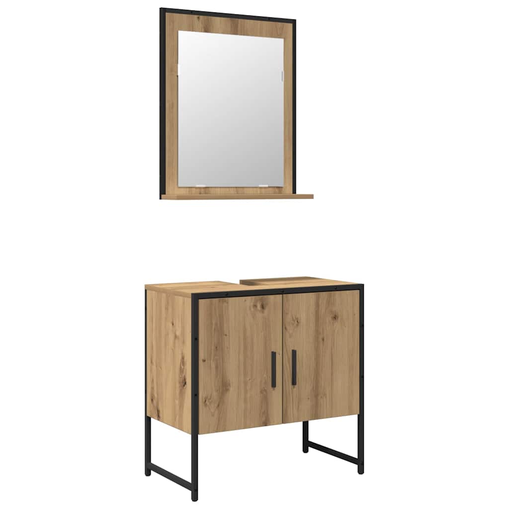 2-tlg. Badmöbel-Set Räuchereiche Holzwerkstoff