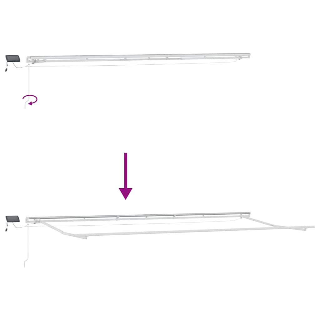 Markise Manuell Einziehbar mit LED 300x250 cm Blau und Weiß