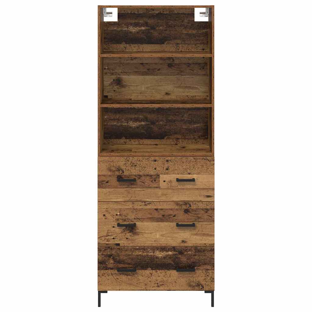 Highboard Hochglanz-Weiß 69,5x34x180 cm Holzwerkstoff