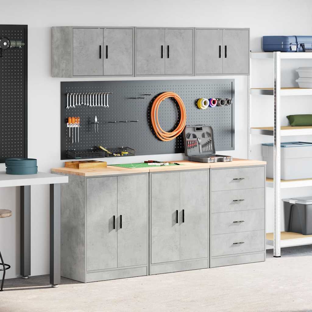 Garagenschränke 6 Stk. Schwarz Holzwerkstoff