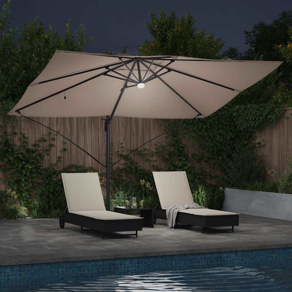 Sonnenschirm Sand 351 x 250 x 253 cm Polyester und Aluminium