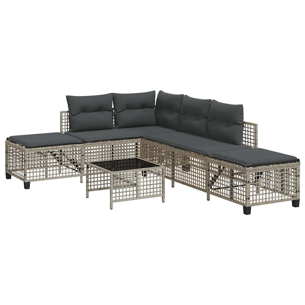 3-tlg. Garten-Ecksofa-Set mit Kissen Schwarz Poly Rattan