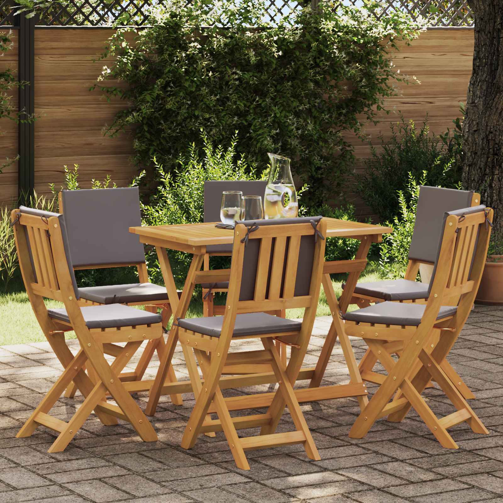 Außen Bistro-Stühle 6 pcs Natur Massivholz Akazie