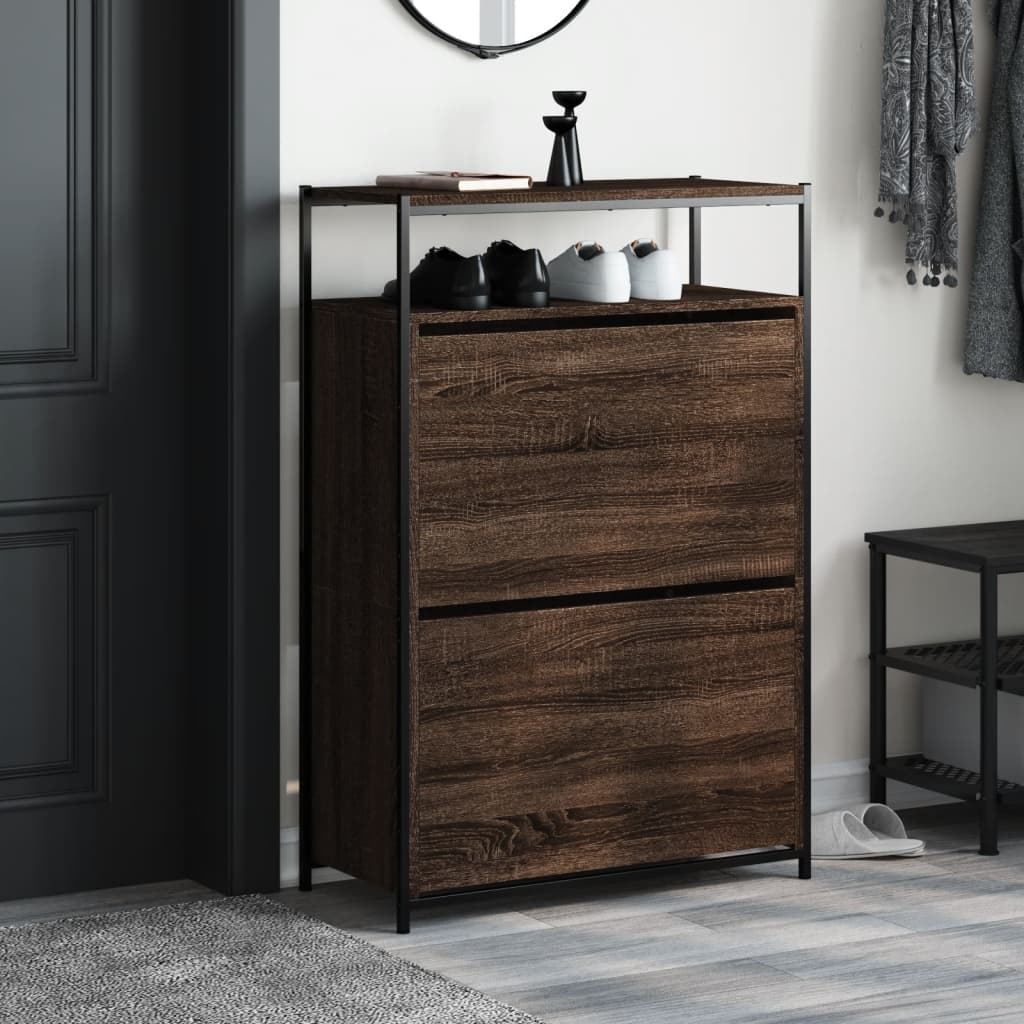 Schuhschrank mit 4 Klappen Sonoma-Eiche 100x34x112 cm