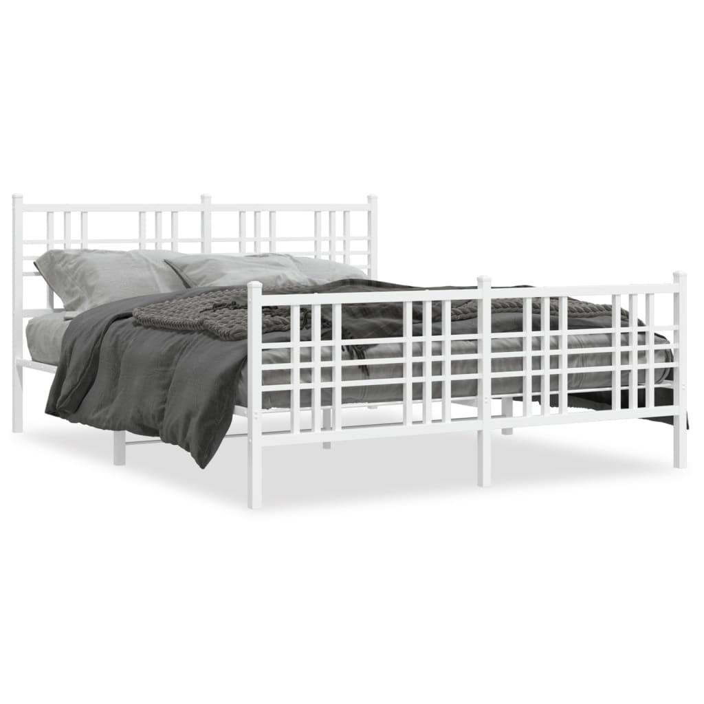 Bettgestell mit Kopf- und Fußteil Metall Schwarz 90x200 cm