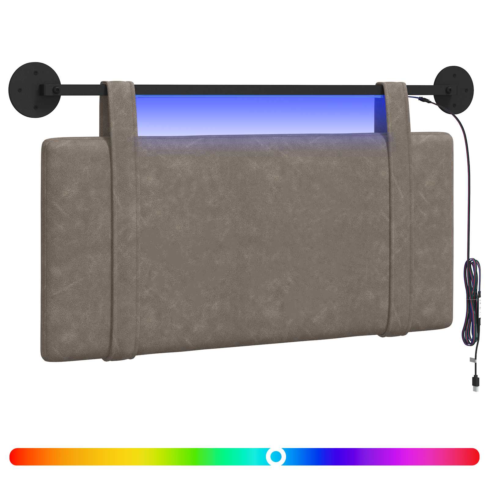 Hängendes Kopfteil Mit LED Licht Schwarz Antikes PU
