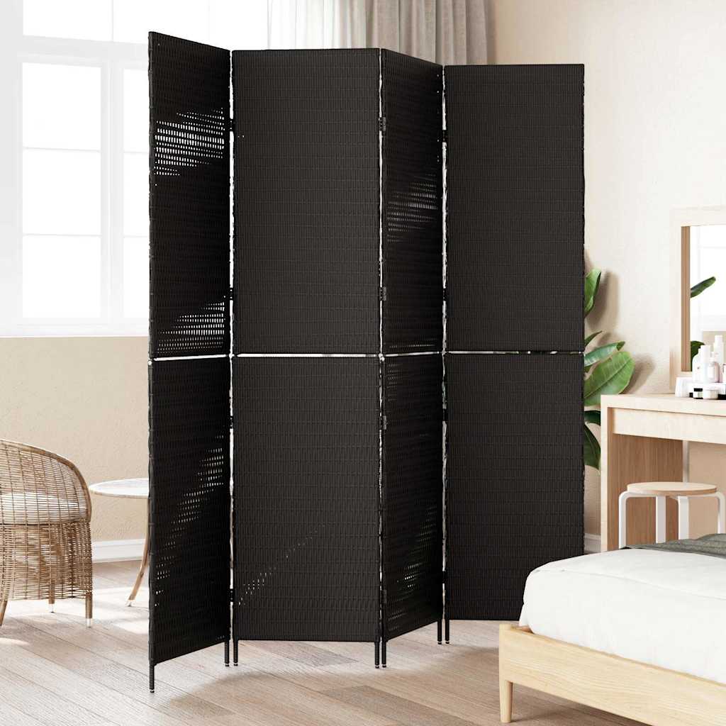 Raumteiler Schwarz 146 x 180 cm Poly-Rattan