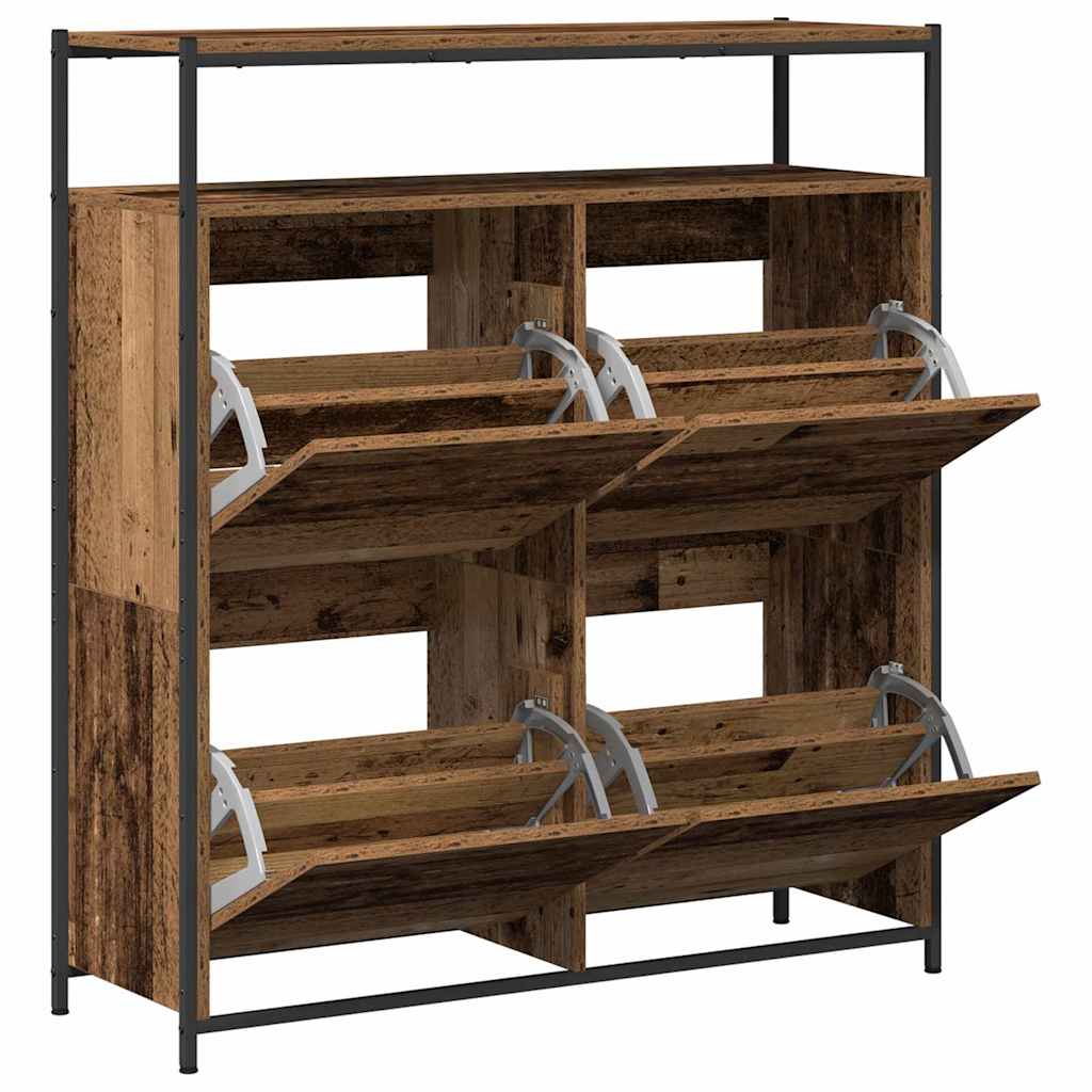 Schuhschrank mit 4 Klappen Sonoma-Eiche 100x34x112 cm