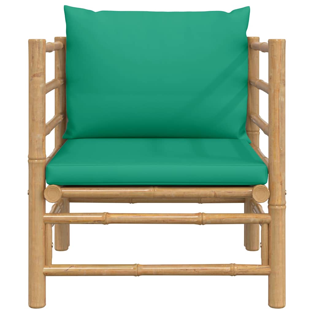 3-tlg. Garten-Lounge-Set mit Hellgrauen Kissen Bambus