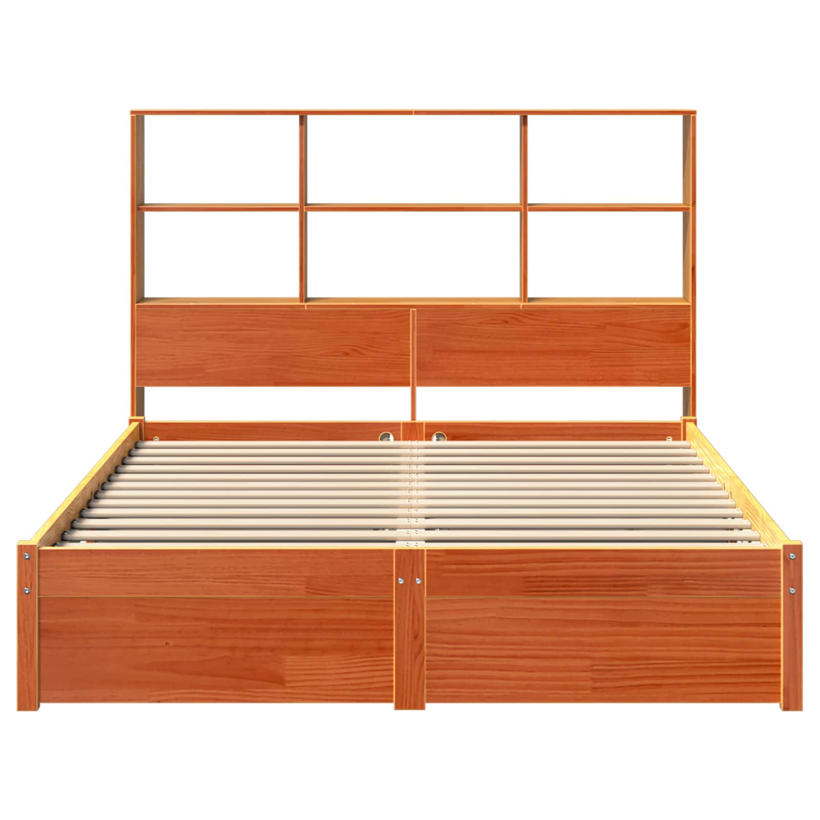 Bettgestell mit Aufbewahrungskopfteil Wachsbraun 150 x 200 cm