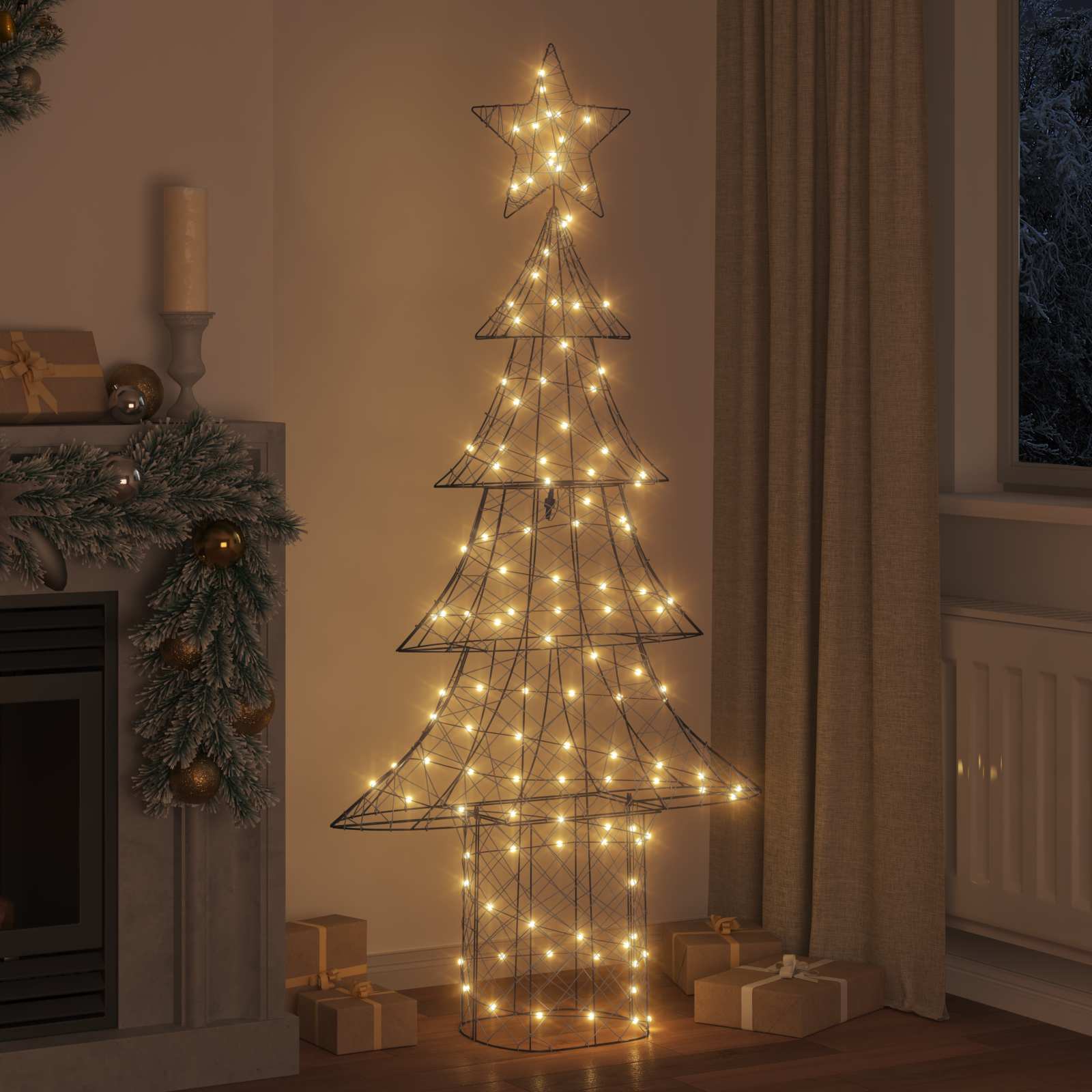 Weihnachtsbaum mit 120 LEDs Warmweiß 120,5 cm PET