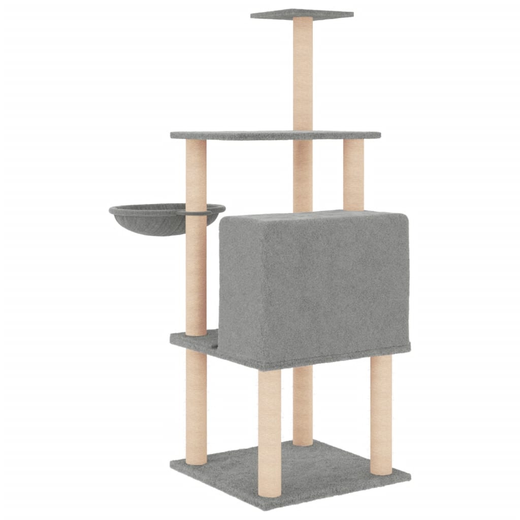 Kratzbaum mit Sisal-Kratzsäulen Creme 132 cm