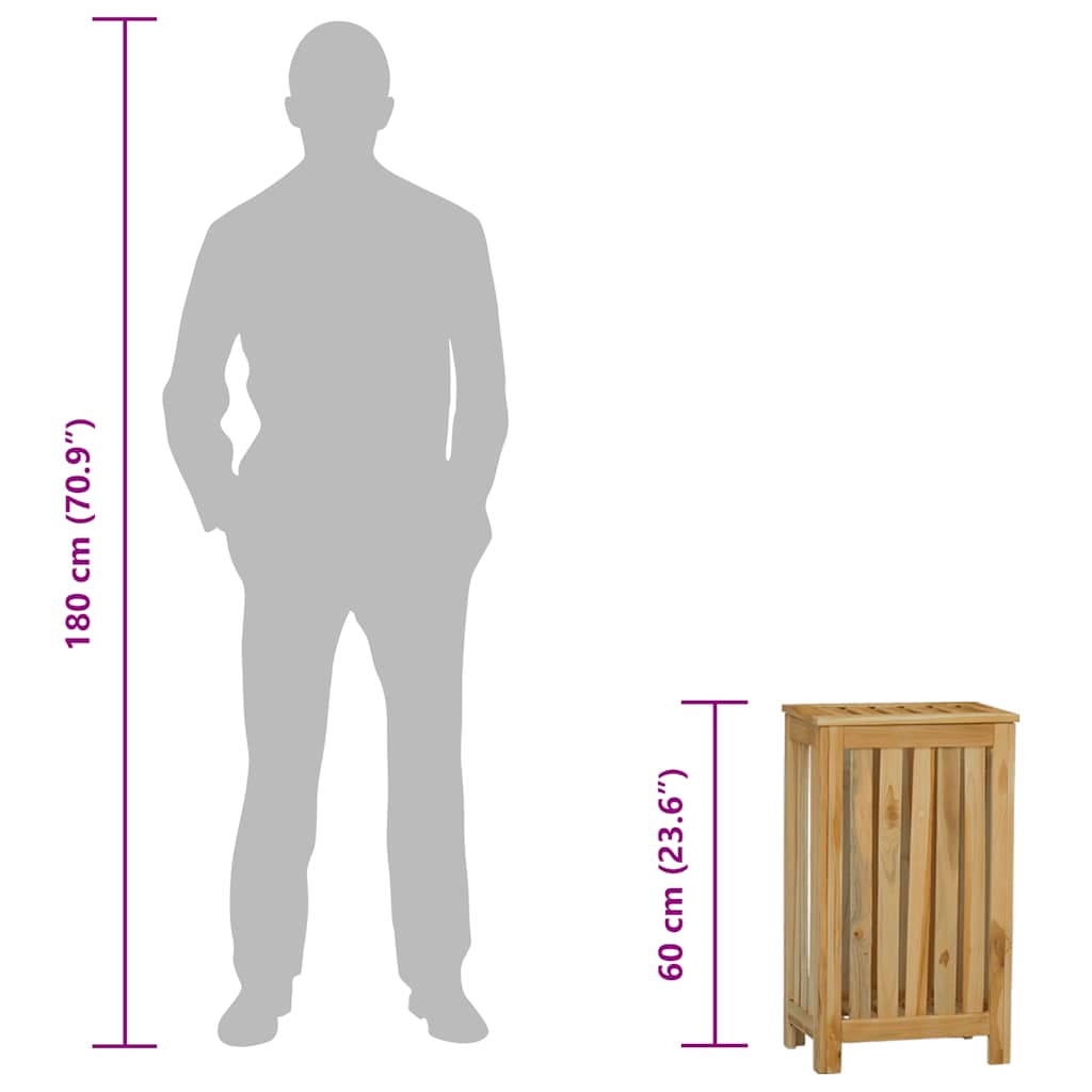Wäschekorb Natur 35 x 25 x 60 cm Massivholz Teak