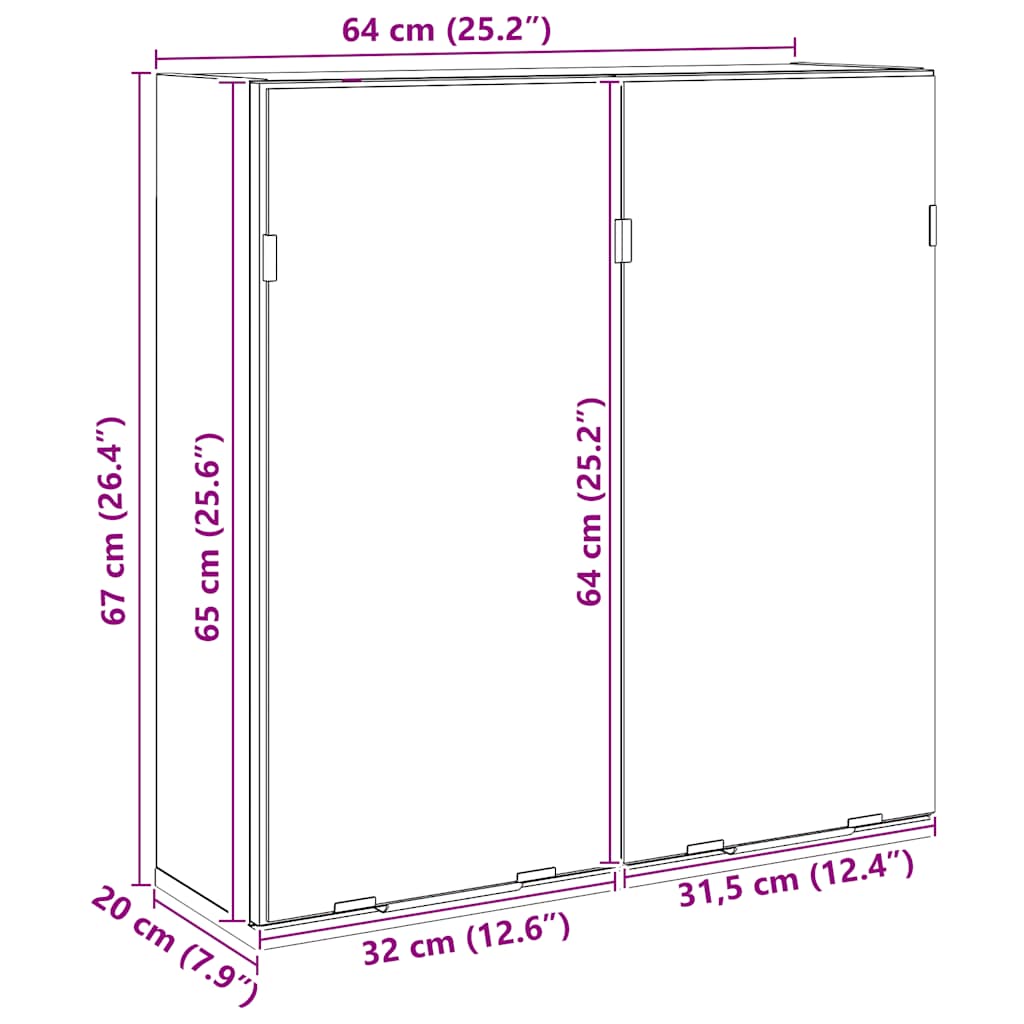 Bad-Spiegelschrank Weiß 64x20x67 cm