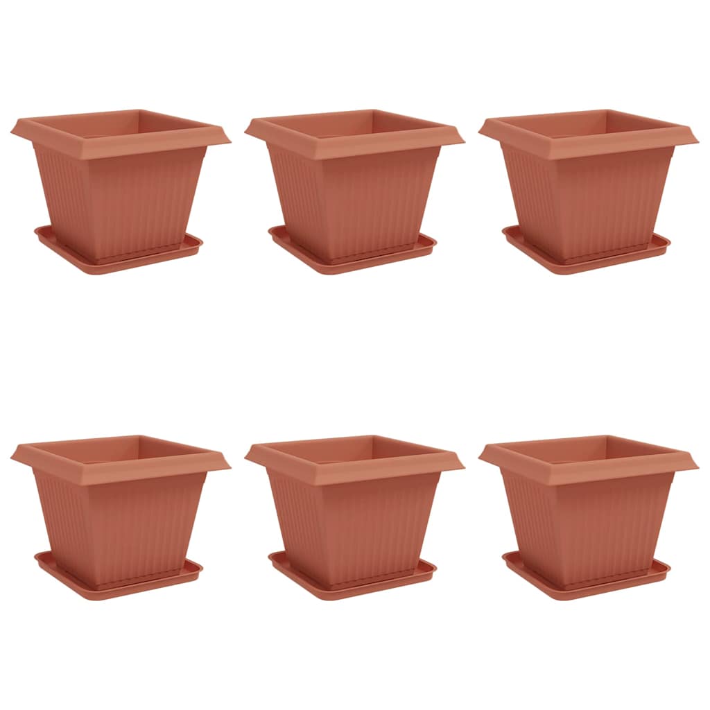 Blumentöpfe 6 pcs Ziegelrot 20 x 20 x 16 cm Kunststoff