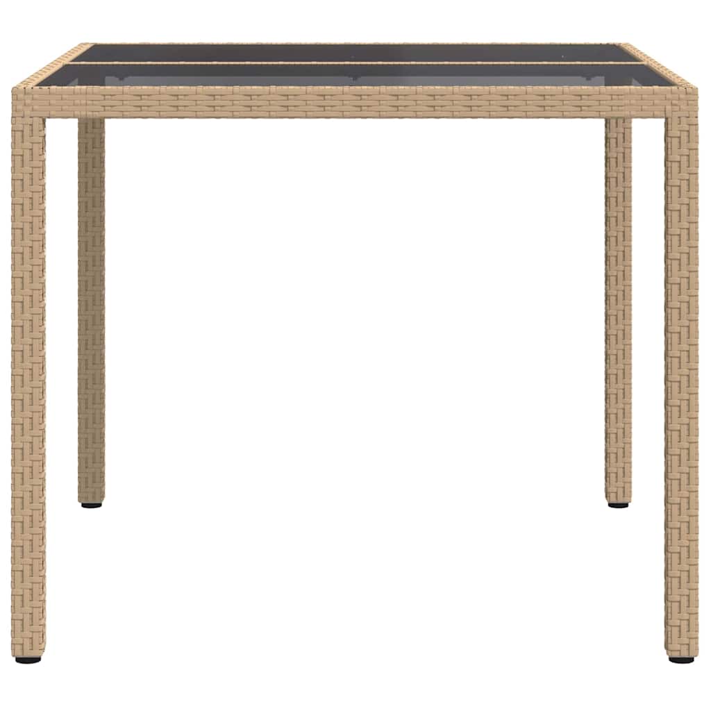 Gartentisch 150x90x75 cm Hartglas und Poly Rattan Grau