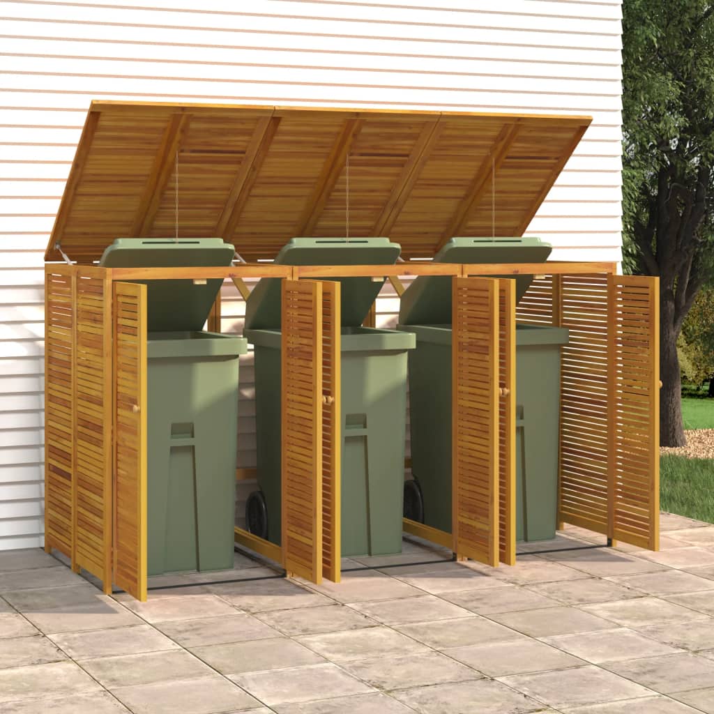 Mülltonnenbox für 2 Tonnen 140x89x117 cm Massivholz Akazie